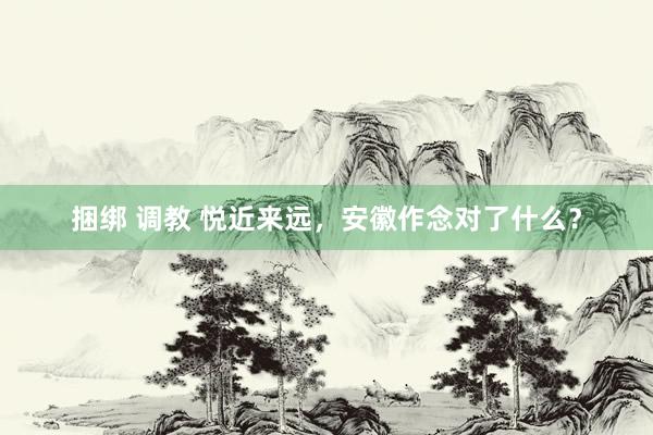 捆绑 调教 悦近来远，安徽作念对了什么？