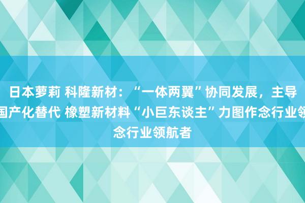 日本萝莉 科隆新材：“一体两翼”协同发展，主导居品国产化替代 橡塑新材料“小巨东谈主”力图作念行业领航者