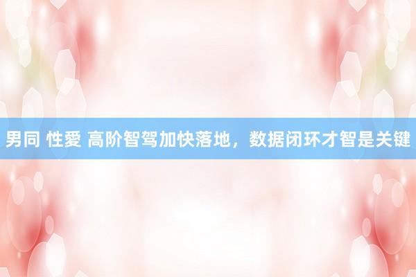 男同 性愛 高阶智驾加快落地，数据闭环才智是关键