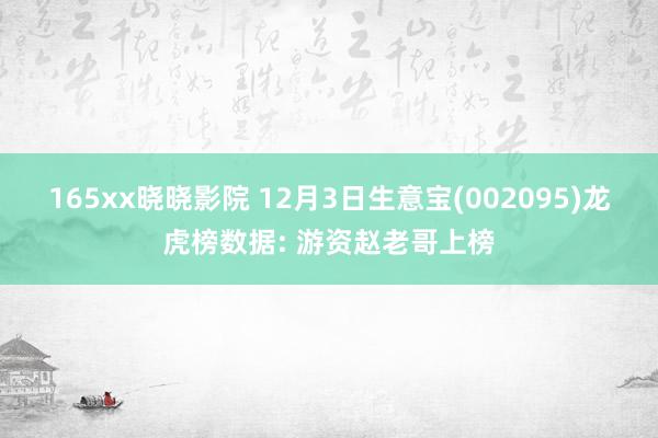 165xx晓晓影院 12月3日生意宝(002095)龙虎榜数据: 游资赵老哥上榜