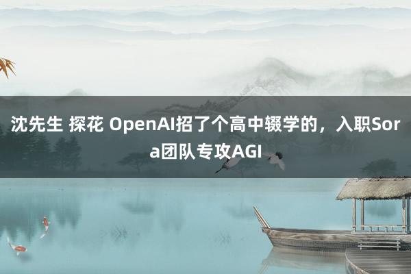 沈先生 探花 OpenAI招了个高中辍学的，入职Sora团队专攻AGI