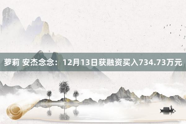 萝莉 安杰念念：12月13日获融资买入734.73万元