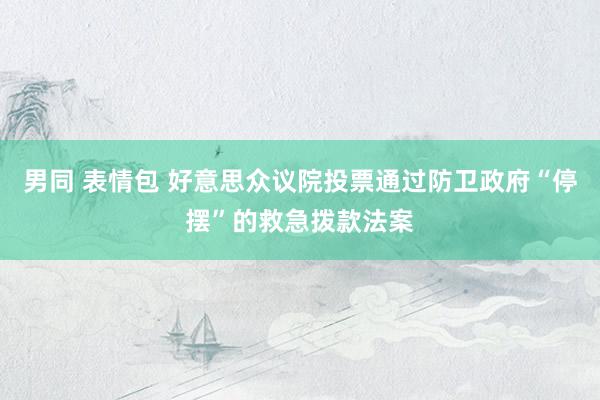 男同 表情包 好意思众议院投票通过防卫政府“停摆”的救急拨款法案