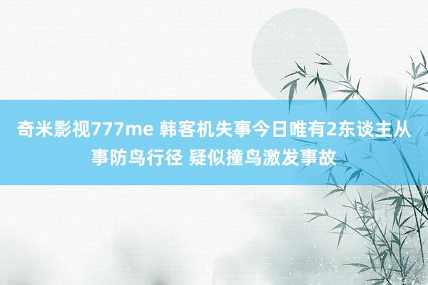 奇米影视777me 韩客机失事今日唯有2东谈主从事防鸟行径 疑似撞鸟激发事故