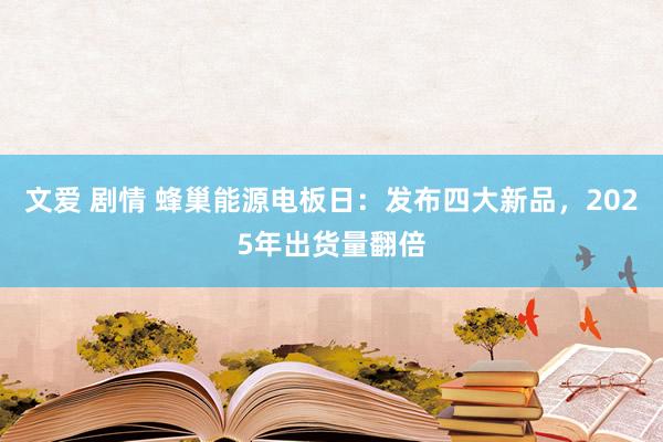 文爱 剧情 蜂巢能源电板日：发布四大新品，2025年出货量翻倍