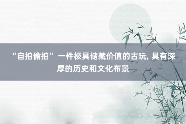 “自拍偷拍” 一件极具储藏价值的古玩， 具有深厚的历史和文化布景