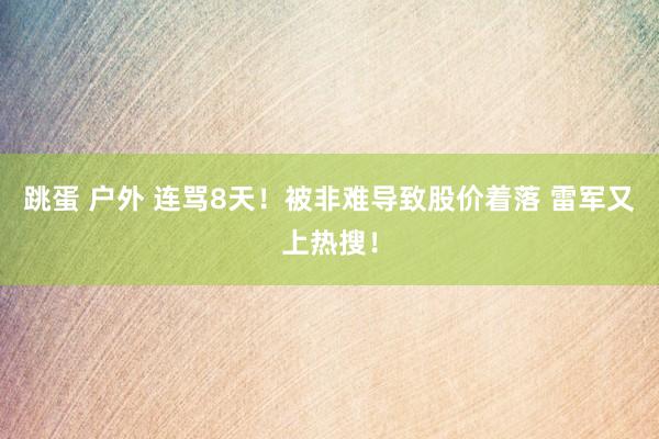 跳蛋 户外 连骂8天！被非难导致股价着落 雷军又上热搜！