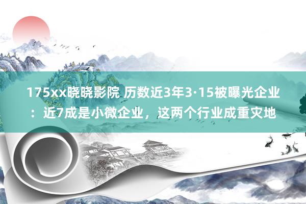 175xx晓晓影院 历数近3年3·15被曝光企业：近7成是小微企业，这两个行业成重灾地