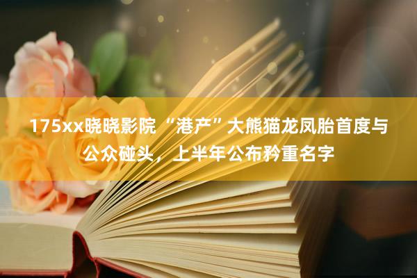 175xx晓晓影院 “港产”大熊猫龙凤胎首度与公众碰头，上半年公布矜重名字