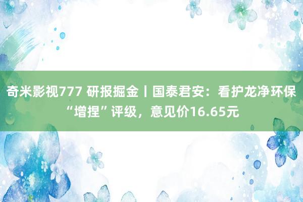 奇米影视777 研报掘金丨国泰君安：看护龙净环保“增捏”评级，意见价16.65元