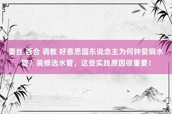 蕾丝 百合 调教 好意思国东说念主为何钟爱铜水管？装修选水管，这些实践原因很重要！