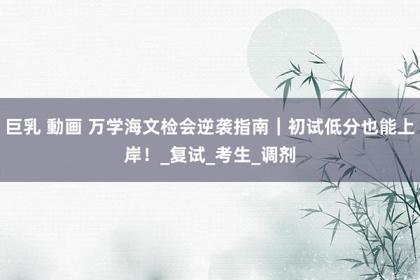 巨乳 動画 万学海文检会逆袭指南｜初试低分也能上岸！_复试_考生_调剂