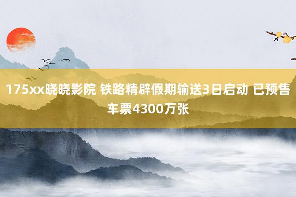 175xx晓晓影院 铁路精辟假期输送3日启动 已预售车票4300万张