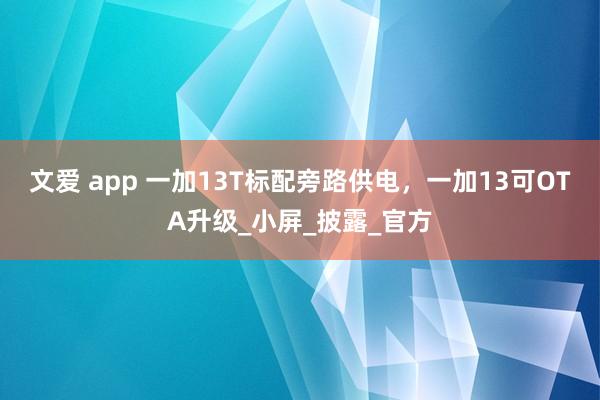 文爱 app 一加13T标配旁路供电，一加13可OTA升级_小屏_披露_官方
