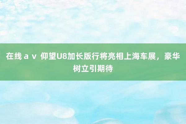 在线ａｖ 仰望U8加长版行将亮相上海车展，豪华树立引期待