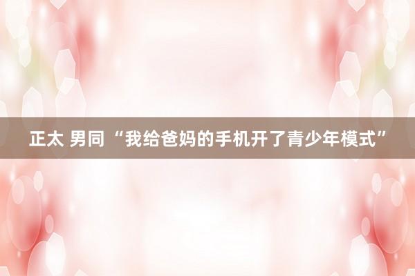 正太 男同 “我给爸妈的手机开了青少年模式”