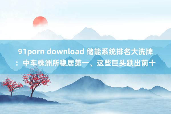 91porn download 储能系统排名大洗牌：中车株洲所稳居第一、这些巨头跌出前十