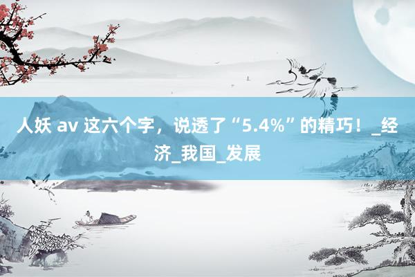 人妖 av 这六个字，说透了“5.4%”的精巧！_经济_我国_发展